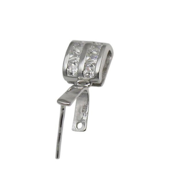 

beadsnice sterling silver bail connector metal pinch clip with cz diamond jewelry findings wholesale id 34622, Blue;slivery