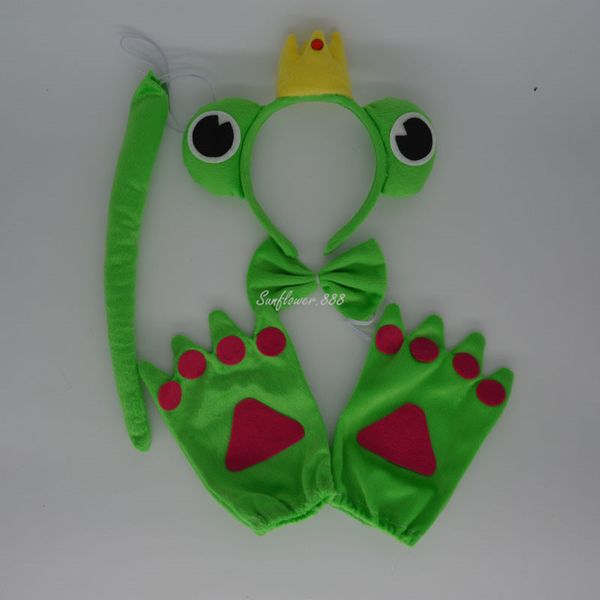 Princess Frog Animal Cosplay Headband Ears Bow Tail Paws Set Kids