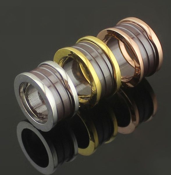 

Fashion Brown Ceramic Whorl Rings, Yellow Gold / Rose Gold / Silver Metal colors Titanium Stainless steel Women/Mens Wedding band Jewelry