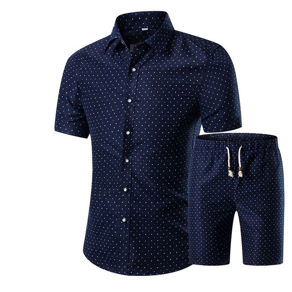 

wholesale-men shirts+shorts set 2016 new summer casual printed hawaiian shirt homme short male printing dress suit sets plus size, White;black