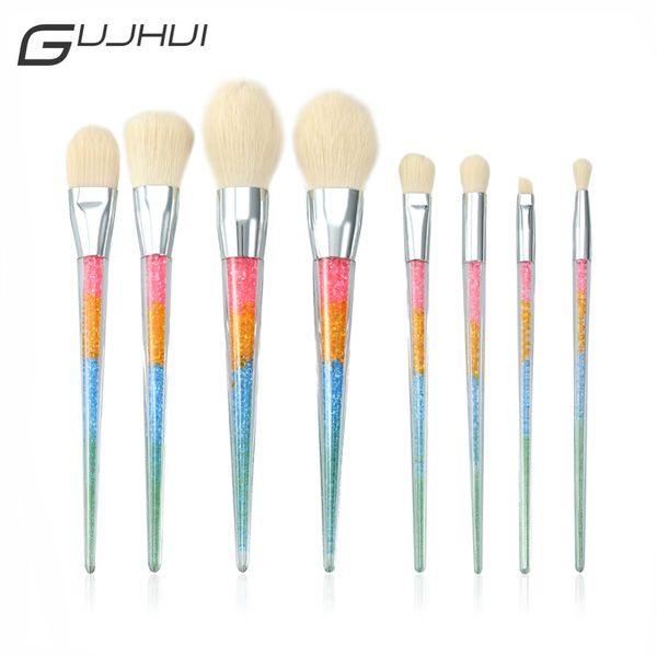 Gujhui 8 pcs Acrílico Pincéis de Maquiagem Set Cosméticos Rosto Fundação Em Pó Fundação Sombra Blush Contour Make Up Brushes Maquiagem