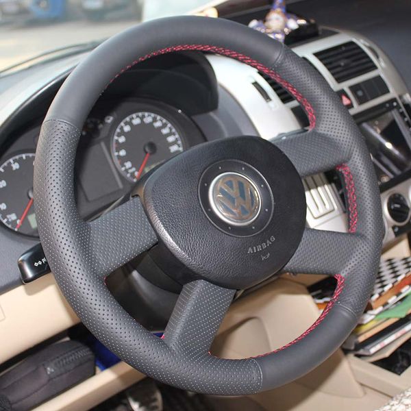 

steering wheel cover case for volkswagen old models vw old polo genuine leather diy hand sewing wheel cover car styling