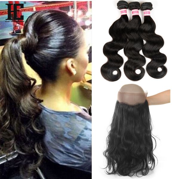 

HC Brazilian Hair 3 Bundles Body Wave with 360 Full Lace Frontal with Baby Hair 22x4x2 Brazilian/Peruvian/Malaysian/Indian Hair Frontal