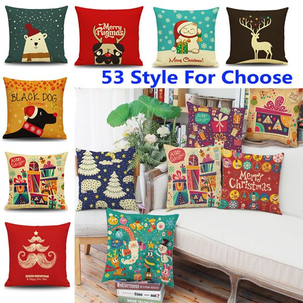 

45 * 45 см рождество наволочка санта-клаус оленей сова дерево лось медведь кошка собака печатных чехлы главная декор автомобиля украшения wx