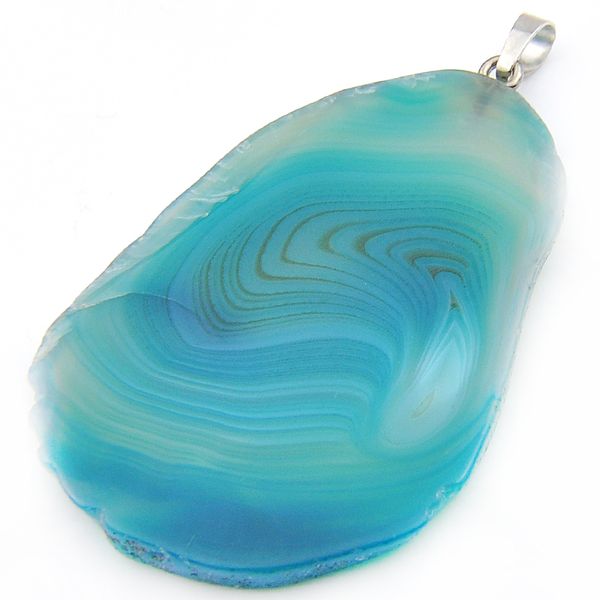 

10 pcs 1 lot luckyshine excellent fire natural blue agate slape geode gems 925 sterling silver wedding pendants for necklaces friend gift