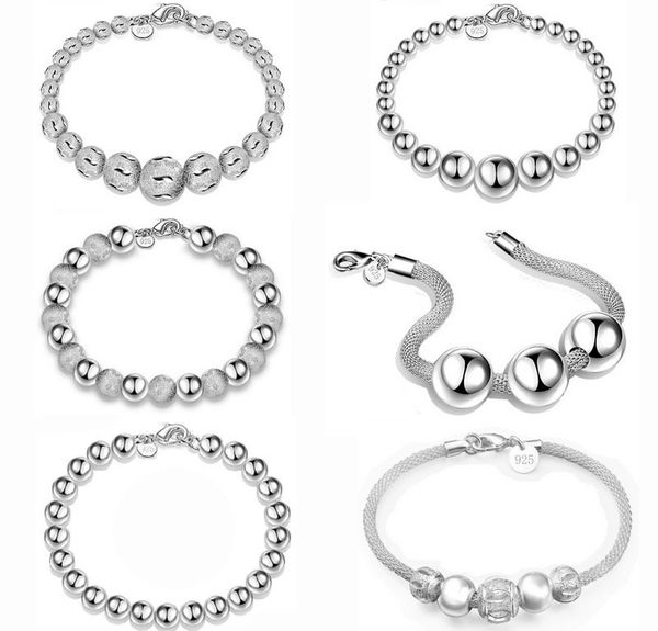 

925 Стерлингового Серебра Бусины Браслет Ювелирные Изделия Мода 925 Серебро Полые К