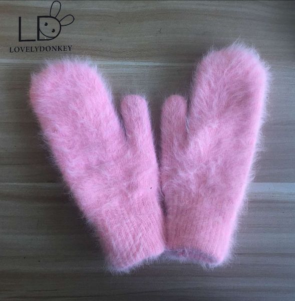 

wholesale- lovelydonkeymink cashmere gloves men and women general double layer thickening m662, Blue;gray