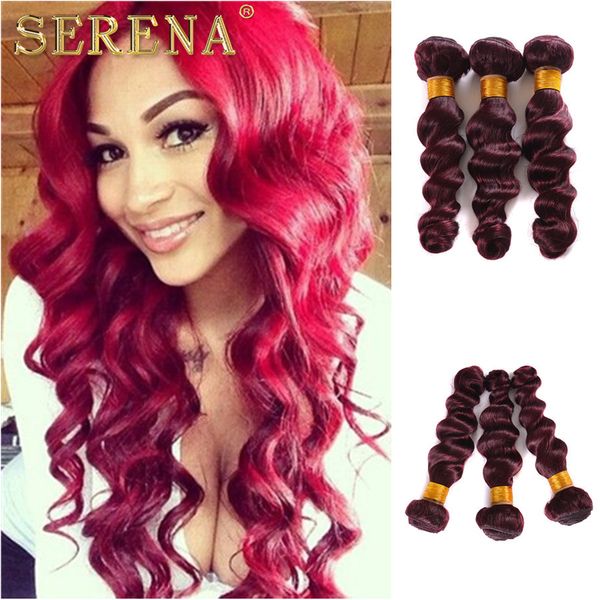 99j Virgin Burgundy Red Hair Bundles 8a Eurasian Loose Wave Dark