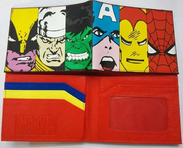 

Marvel Super Heroes Wallet Avengers Captain America Hulk Iron Mens Wallet Short Leather Comics Purses bolsas feminina billeteras