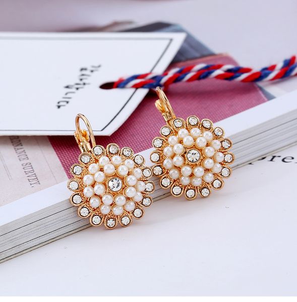 

bohemian earrings, sun flower earrings, fresh and stylish flowers pearl earrings, earrings jewelry wholesale ing, Silver