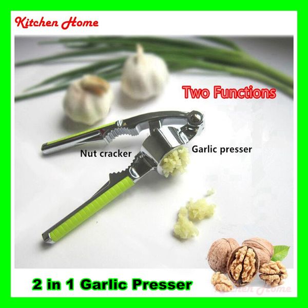 

new design 2-function garlic presser +nut cracker hand presser ginger crusher ginger squeezer slicer masher nut opener