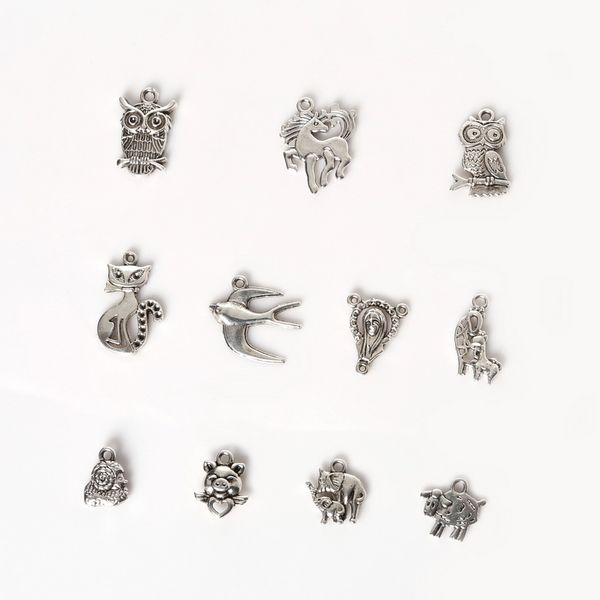 

new wholesale 95pcs mixed antique silver plated zinc alloy giraffe elephant piggy charms pendants diy metal jewelry findings, Bronze;silver