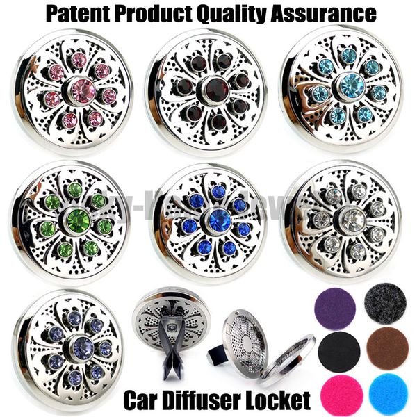 

wholesale- new silver lotus (38mm) magnet diffuser stainless steel car aroma locket pads crystals essential oil car diffuser lockets, Black