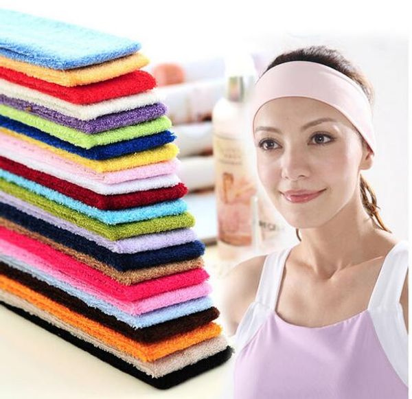 Cotone Donna Uomo Sport Sudore Fascia per il sudore Fascia per la testa Yoga Palestra Stretch Fascia per capelli avvolgere Bandane elasticizzate