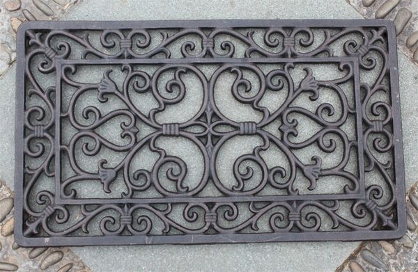 

Decorative wrought iron croll door mat outdoor doormat rectangular home garden doorway ornament 33 x 57cm ca t iron craft vintage brown