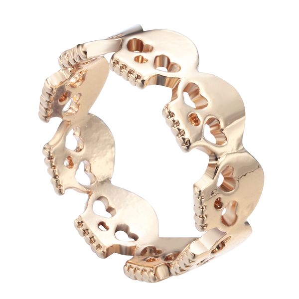 

10pcs/lot Gold Plated Heart Skulls Rings Rock N Roll Skull Skeleton Rings for Women 2016 Bague Homme Free Shipping