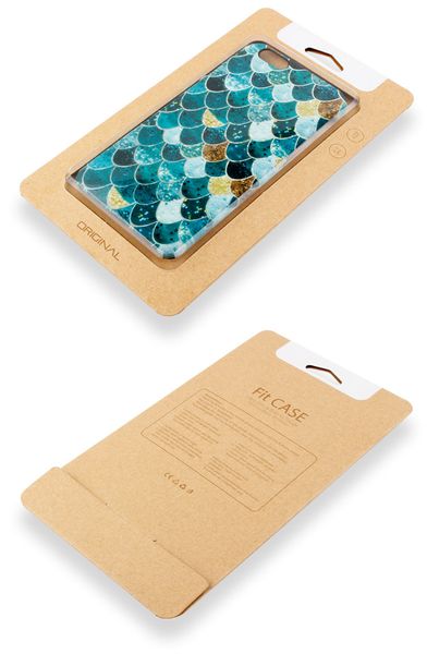 Custodia di lusso in scala di pesce con confezione in carta Kraft per iPhone 7 Plus X Custodia sottile con scatola di carta