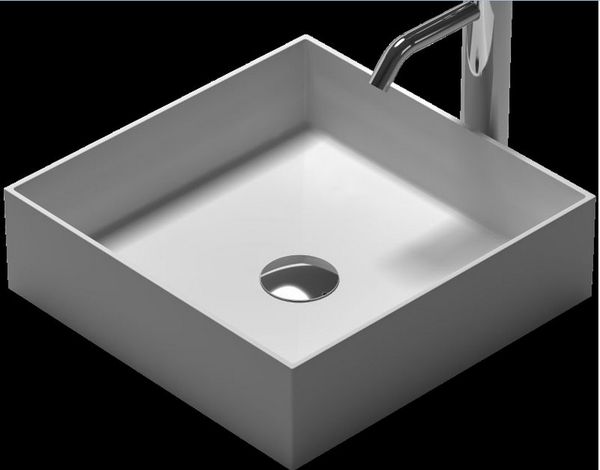 

square bathroom solid surface stone wash basin under-counter matt white or glossy laundry vessel sink rs38336