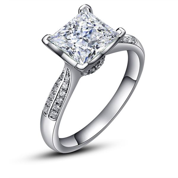 

vecalon 2016 fashion jewelry engagement wedding ring for women 2ct cz diamond ring 925 sterling silver female band finger ring, Slivery;golden