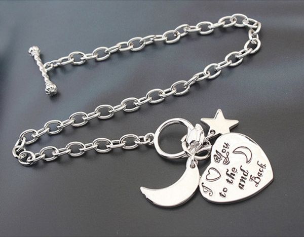 

bracelets bangles fashion women platinum plated alloy carved heart moon star charm bracelets jewelry, Golden;silver