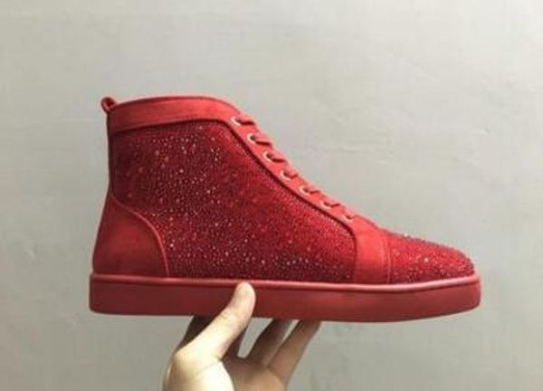 

High red bottom man ca ual hoe genuien leather flat luxury rhine tone women hoe 2017 new brand men women red bottom neaker
