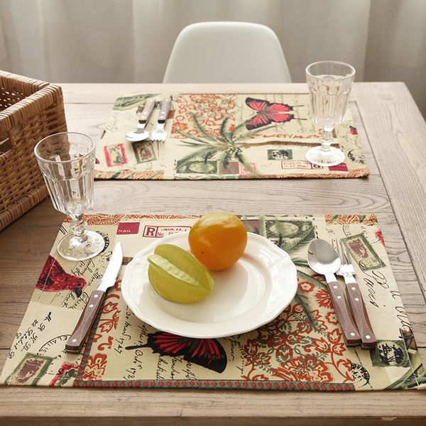 

wholesale- rainforest table mat tropic affair plant office coffee dining decor cover cotton canvas print one layer napkin