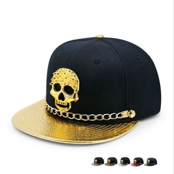 2017 Cool Skull Embroidery Snapback Adjustable Baseball Cap Hip Hop Hat Black