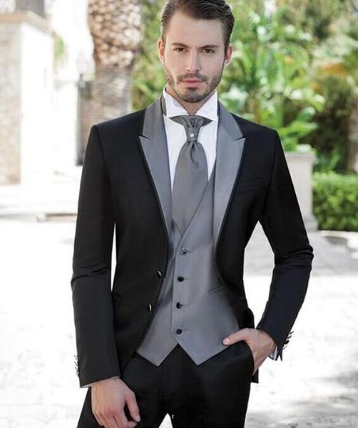 Abiti da uomo grigio argento 2017 Abiti da sposa per smoking da sposo Abiti da sposo 2017 Due bottoni Tre pezzi Giacca da sposo Groomsmen Pant223r