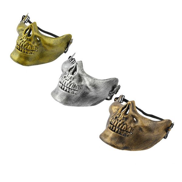 

skull skeleton airsoft paintball half face protective mask for halloween