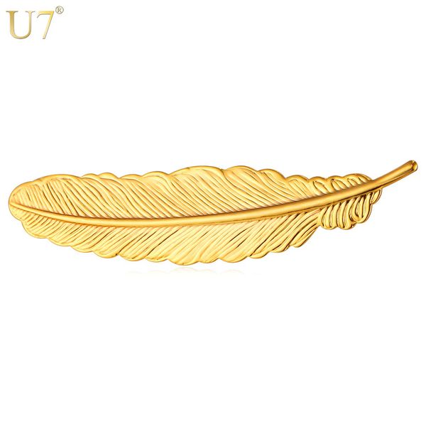 

уникальный новый урожай перо броши для женщин оптовая 18k реального золота/платины покрытием 4 цвета лист клип броши мужчины ювелирные издел, Gray