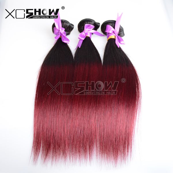 Ombre Brazilian Hair Straight Weave 7a Red Wine Hair Extensions