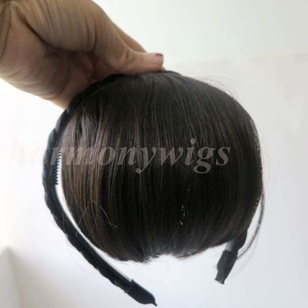 Synthetic Hair Bangs Hair Fringe With Hair Band Darkest Brown
