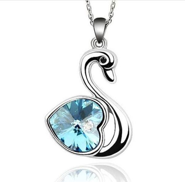 

love heart swan pendant necklace love swan crystal pendant necklace swan pendant necklaces swans dhl, Silver