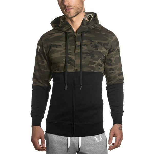 

set camo men man hoodies hoodies hoody patchwork muscular belt suit sweatshirt fashion m-xxl gym running sportwear jogging giants p algk, Black