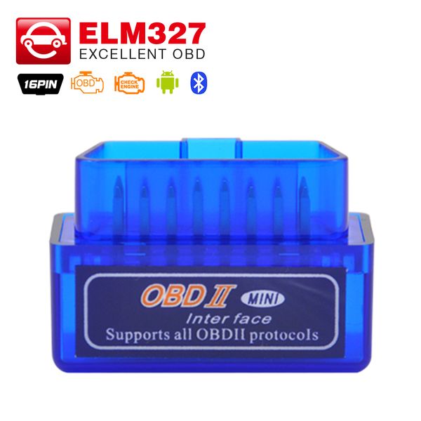 

wholesale-super elm327 v2.1 mini elm 327 bluetooth obdii obd-ii obd2 protocols auto diagnostic tool works on android torque ing