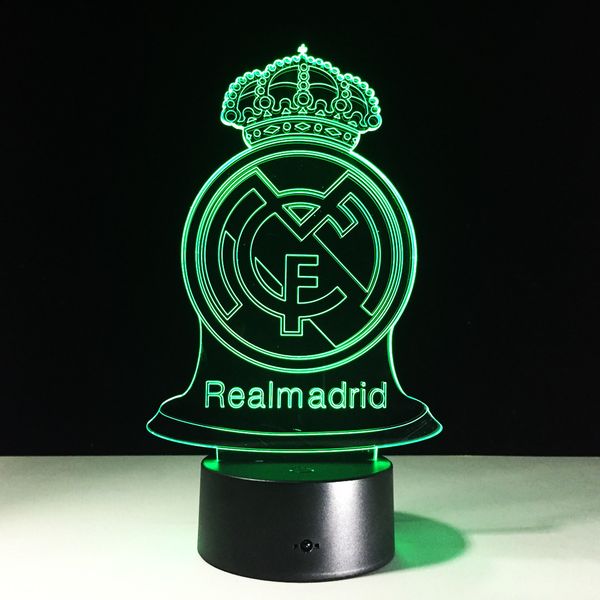 

2017 RealMadrid премия 3D Optical лампа Night Light Night Light батарея DC 5V Красочный 3D лампа
