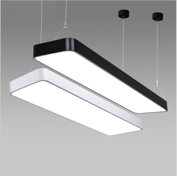 Lampada a sospensione a led rettangolare Apparecchio di illuminazione a sospensione in alluminio sospeso per ufficio Sala studio Corpo nero / argento / bianco AC85-265V