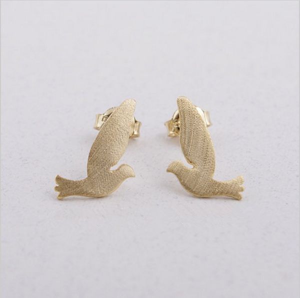 

mixed the color of the popular new style 2016 peace bird fly hammer double earrings jewelry wholesale women women, Golden;silver