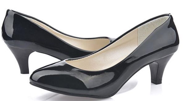 

women's shoes in spring and autumn middle coarse heel round head@369, Black