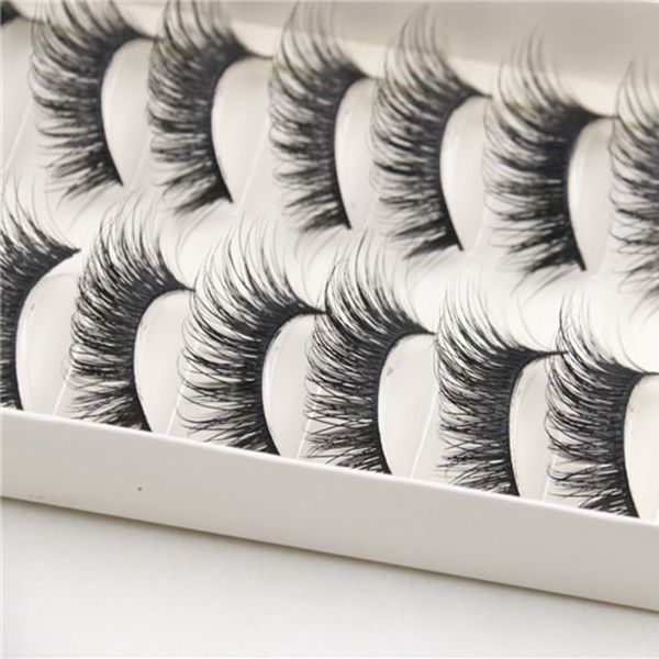 

10 pairs thick long cross party false eyelashes black band fake eye lashes sale