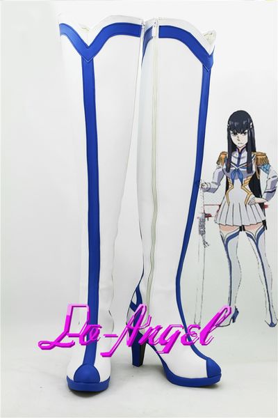 

wholesale-anime kill la kill kiryuuin satsuki cosplay party shoes white high boots customized size, Silver