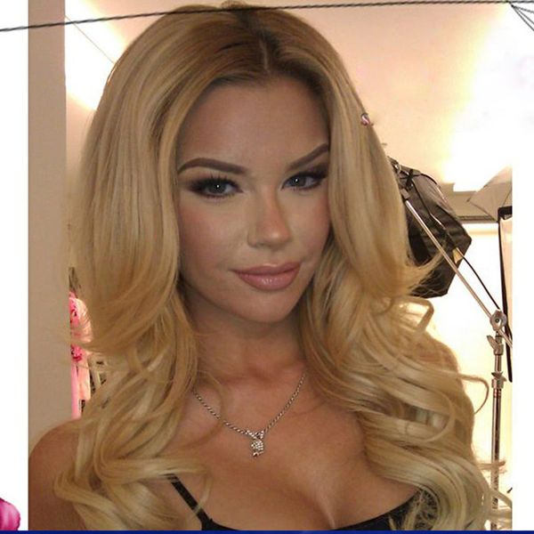 Stock Heat Resistant Hair Black Root Ombre Blonde Two Tone Color