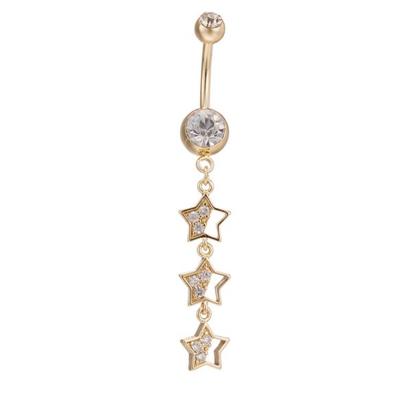 Accessori per gioielli sexy Acciaio inossidabile CZ Stelle lucide Anello per ombelico Piercing per il corpo con bilanciere a sfera con perno per ragazze sexy