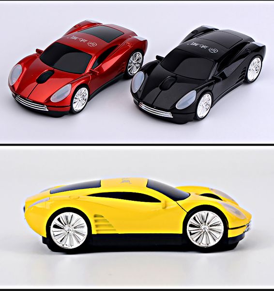 Super Ice Fox Sportwagen-Maus, wiederaufladbar, 1600 DPI, Rennwagen-Maus, Racing-Maus für gehobenes Auto, kabellose USB-optische Mäuse für Gamer/Computer/Laptops