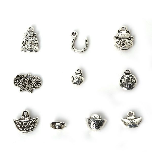 

new wholesale 120pcs mixed antique silver plated zinc alloy lock of good wishes charms pendants diy metal jewelry findings je, Bronze;silver