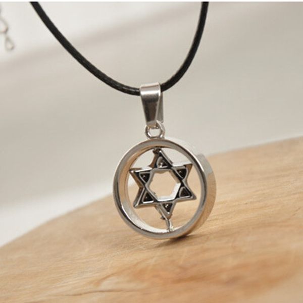 

MIC 10pcs Solomon David Magen David Jewish Star Hexagram Men Necklace Titanium Steel Pendant Necklace