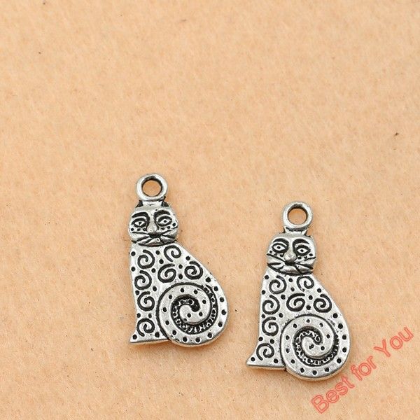 

80pcs tibetan silver plated cat charms hands pendants for jewelry making diy handmade 22x12 jewelry making, Bronze;silver