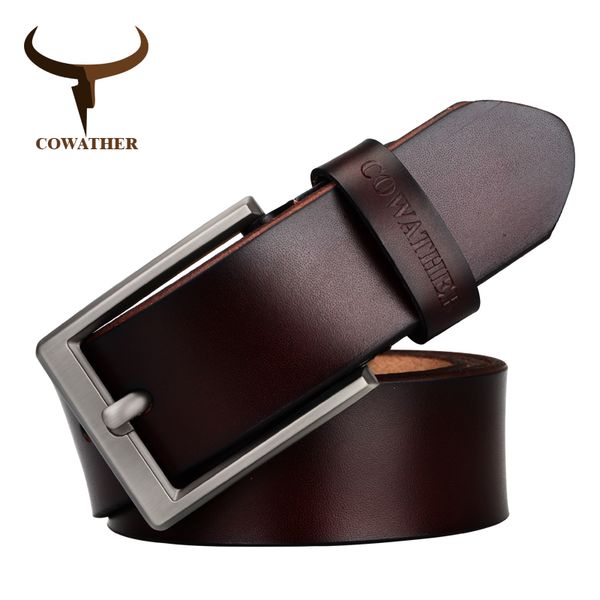 

wholesale- cowather men's dress cow genuine leather classic pin buckle strap solid fashion smooth adjustable black brown coffee gift wr