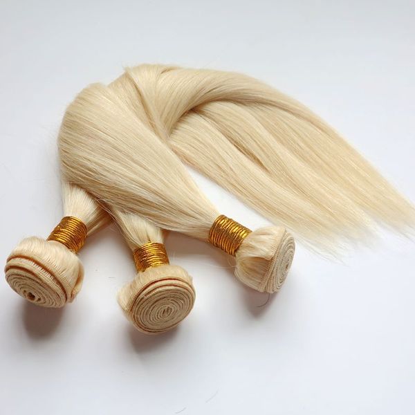 

virgin brazilian hair bundles human hair weaves weft #613/bleach blonde peruvian indian malaysian mongolian mink remy human hair extensions, Black
