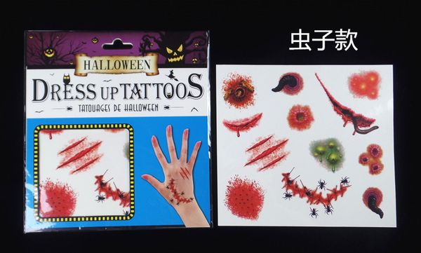 

halloween horror simulation trace fake tattoo stickers tear wound scar mischief waterproof disposable tattoo stickers